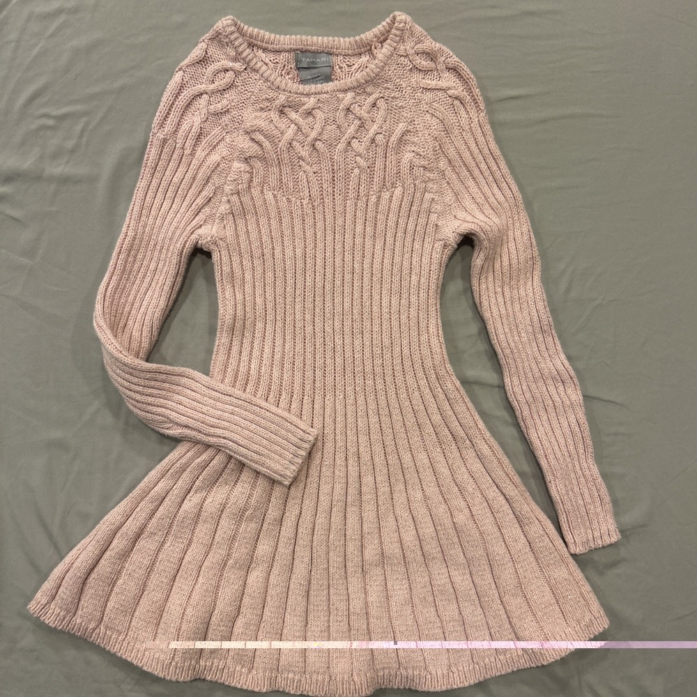 Tahari Sweater Dress Pink Gold Metallic Girls Size 6X Ballerina Princess‎